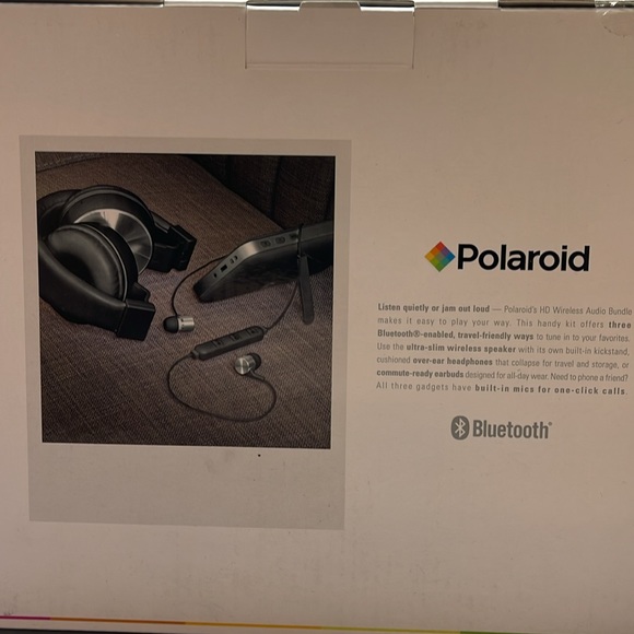 BNIB Polaroid Wireless Audio Bundle Headphone Bluetooth - Picture 2 of 6